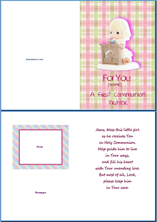 Example Communion Card:A First Communion Prayer